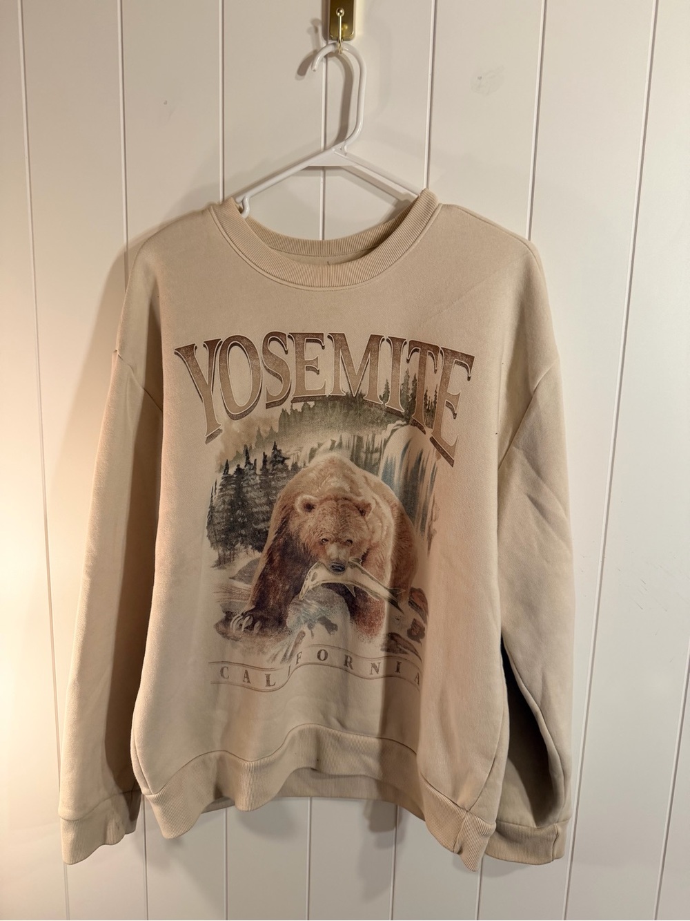 Hollister Yosemite Bear Graphic Crewneck Sweatshirt Relaxed Fit Size Large